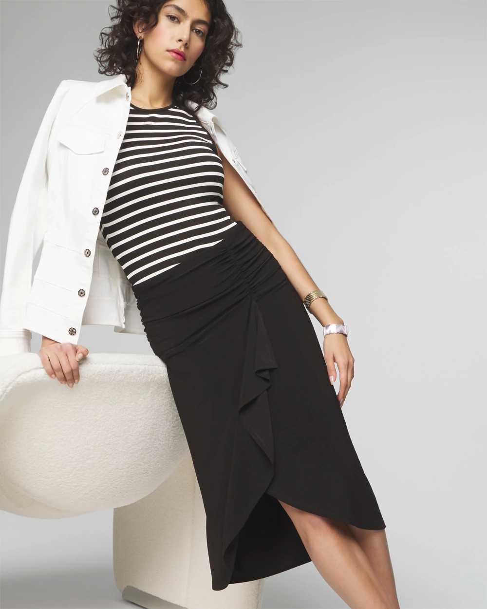 Petite Ruched Matte Jersey Surplice Skirt White House Black Market